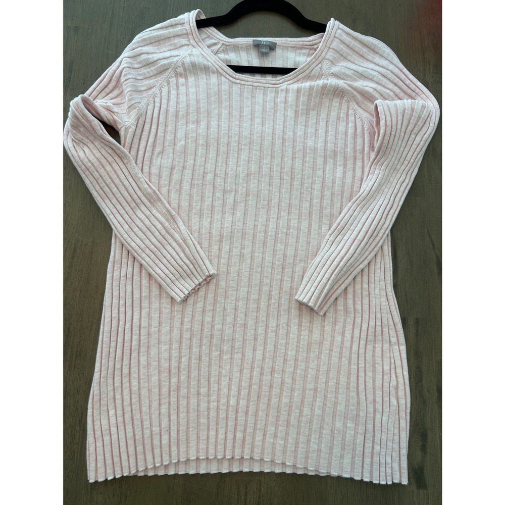 J. Jill Pink Marled Ribbed Knit Scoop Neck Raglan 3/4 Sleeve comfy Sweater Large - Picture 11 of 11